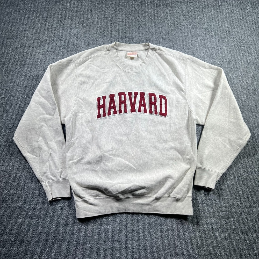 Vintage MV Sport Pro Weave Sweatshirt Mens Medium Gray Fleece Harvard University